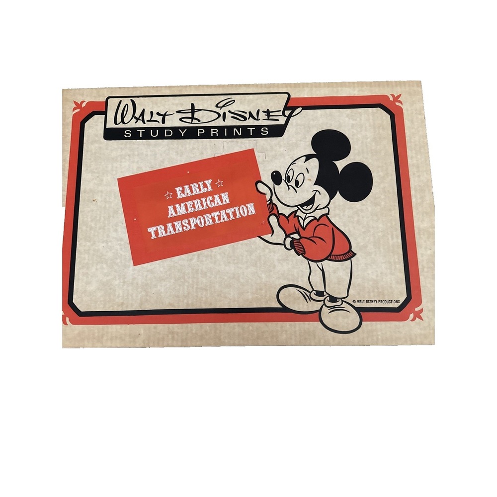 1960 Disney Educational Print Posters 200 Early American Transportation w Easel